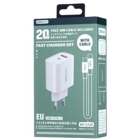 Kit Chargeur 20W USB + Type-C avec Câble Type | Smarty Paris
